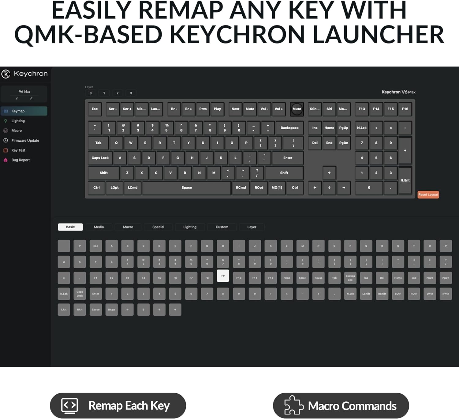 Keychron V6 Max Wireless Custom Mechanical Keyboard, 2.4 GHz Bluetooth QMK Full-Size Layout RGB with Hot-swappable Gateron Red Switch Compatible with Mac Windows Linux-2