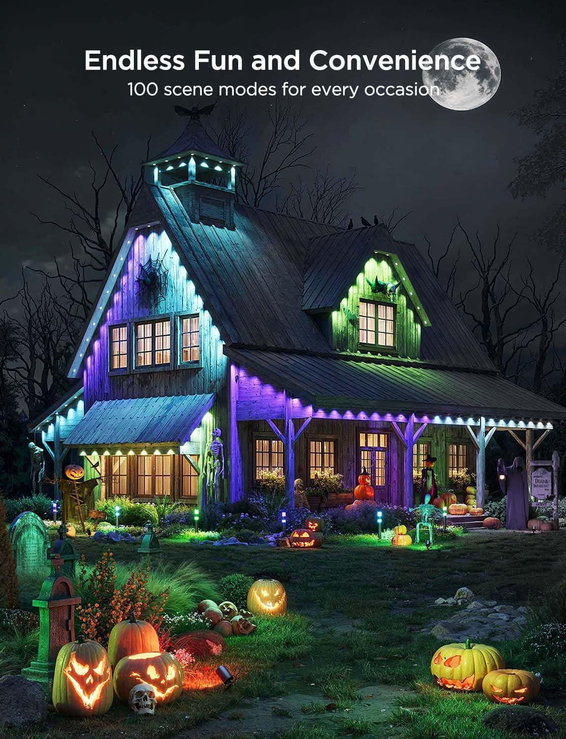 Govee Permanent Outdoor Lights 2, 100ft RGBIC Outdoor Lights with 72 LED Lights, IP67 Waterproof, 100 Scene Modes with 40lm White for Halloween Decor, Works with Alexa, Google Assistant, White Version-1