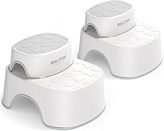 Maliton 2 Step Stool for Toddlers, Baby Kids Step Stool for Bathroom Sink, Anti-Slip Child Stool for Safety, Step Stool for Kids Toilet Potty Training, 2 Pack