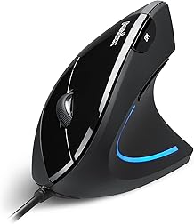 Perixx PERIMICE-513 Wired Ergonomic Vertical Mouse - 6 Buttons with 1000/1600 DPI - Right-Handed Design - Wired USB 5.9ft Cable - Black