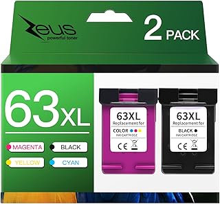 Remanufactured Ink Cartridge Replacement for HP Ink 63 63XL Ink Cartridges Black and Color for HP OfficeJet 3830 4650 5255 Envy 4520 4512 4513 Printer (1 Black 1 Tri-Color)