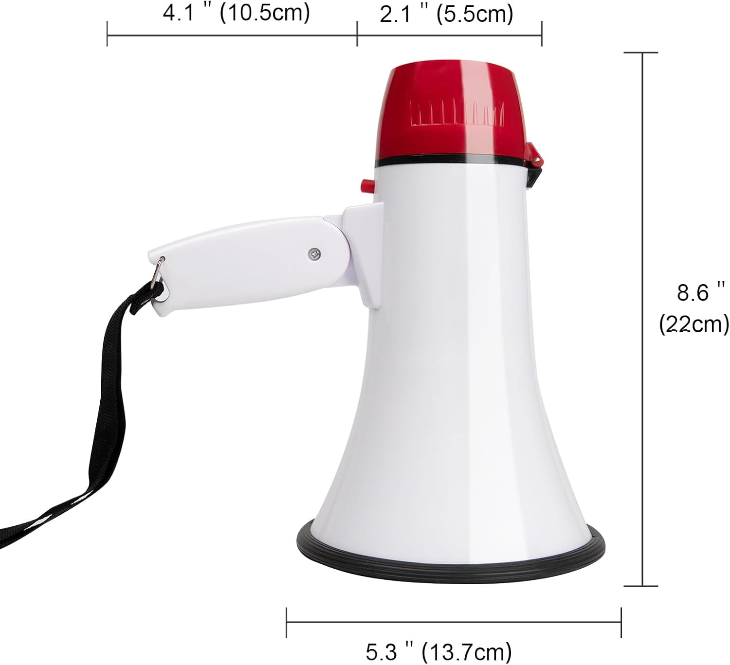 MyMealivos Portable Megaphone Bullhorn 20 Watt Power Megaphone Speaker Voice and Siren/Alarm Modes with Volume Control and Strap (White&Red)-3