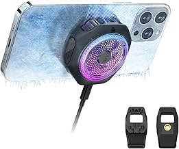 Black Shark Magnetic Cell Phone Cooler 4PRO, Cellphone Radiator with Removable Grip, App-Controlled Smart Temperature Control, Portable RGB Cooling Fan for iPhone MagSafe Series/Android/Tablet/iPad