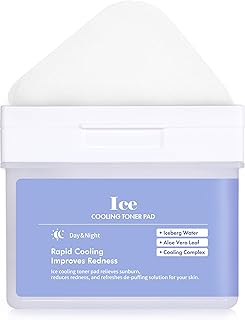 DERMAL Ice Cooling Toner Pad - Korean Soothing & Hydrating Toner Pads with Aloe Vera - After Suncare, Sunburn Relief, Redness Relief - Vegan Square Pads - High Capacity, 120 Pads