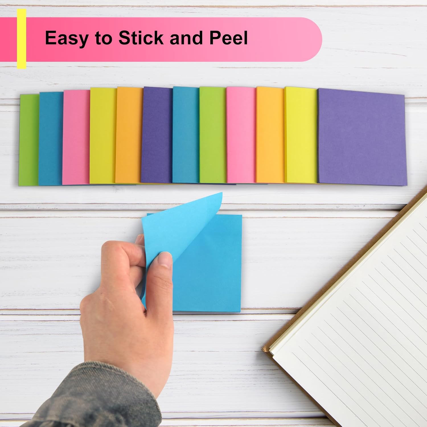 OHOME Sticky Notes - 12 Pads, 3”x3” - Colorful Self-Stick Post Notes Bulk - Office Desk Accessories | Teacher Classroom Must Haves,Aesthetic School Supplies for Home,Stocking Stuffers for Women Adult-3