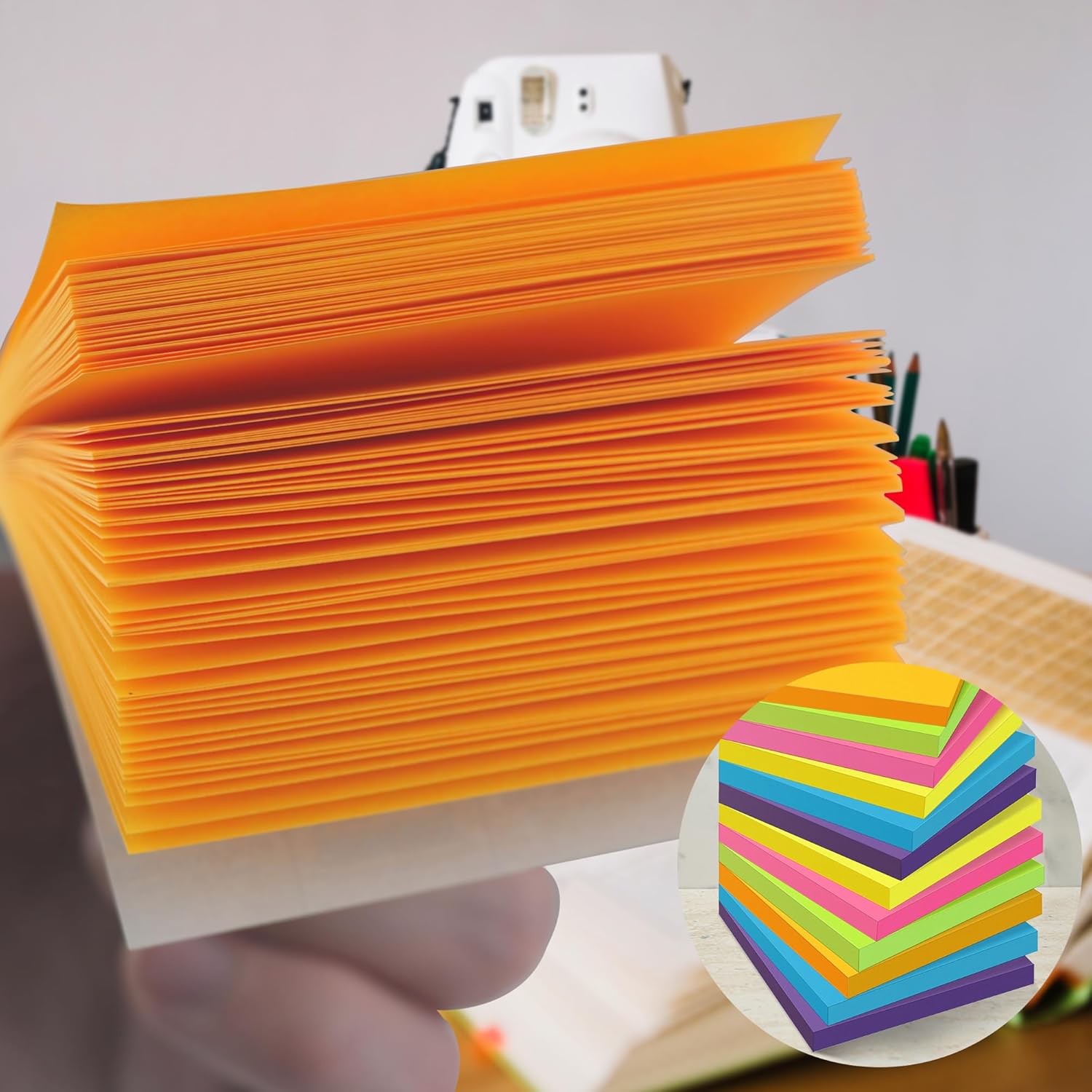 OHOME Sticky Notes - 12 Pads, 3”x3” - Colorful Self-Stick Post Notes Bulk - Office Desk Accessories | Teacher Classroom Must Haves,Aesthetic School Supplies for Home,Stocking Stuffers for Women Adult-5