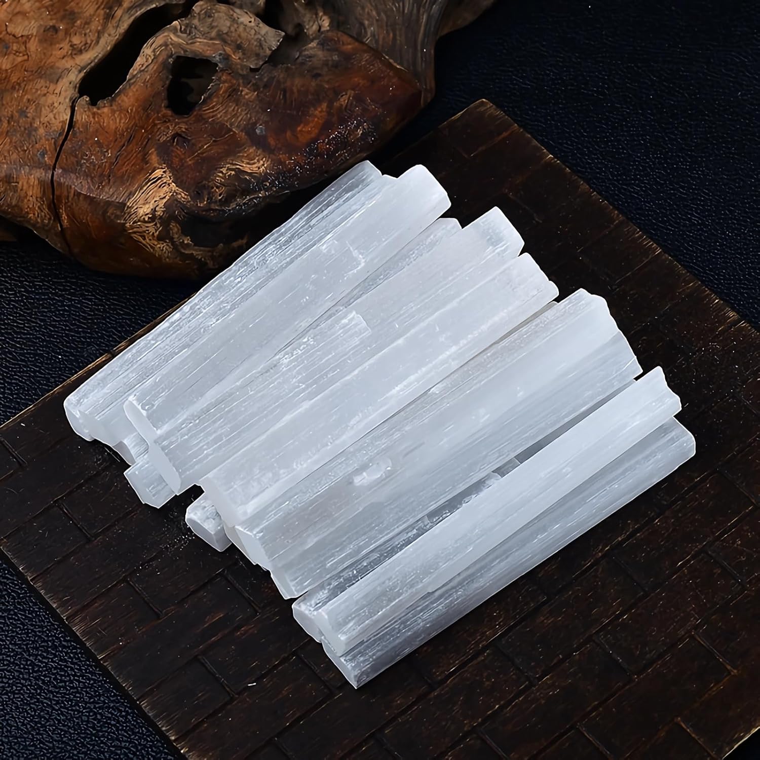 14PC Large Selenite Crystal Sticks -4In Raw Rough Selenite Crystals Bulk for Healing Reiki and Meditation Protection Wiccan Altar Supplies Selenite Stone-0