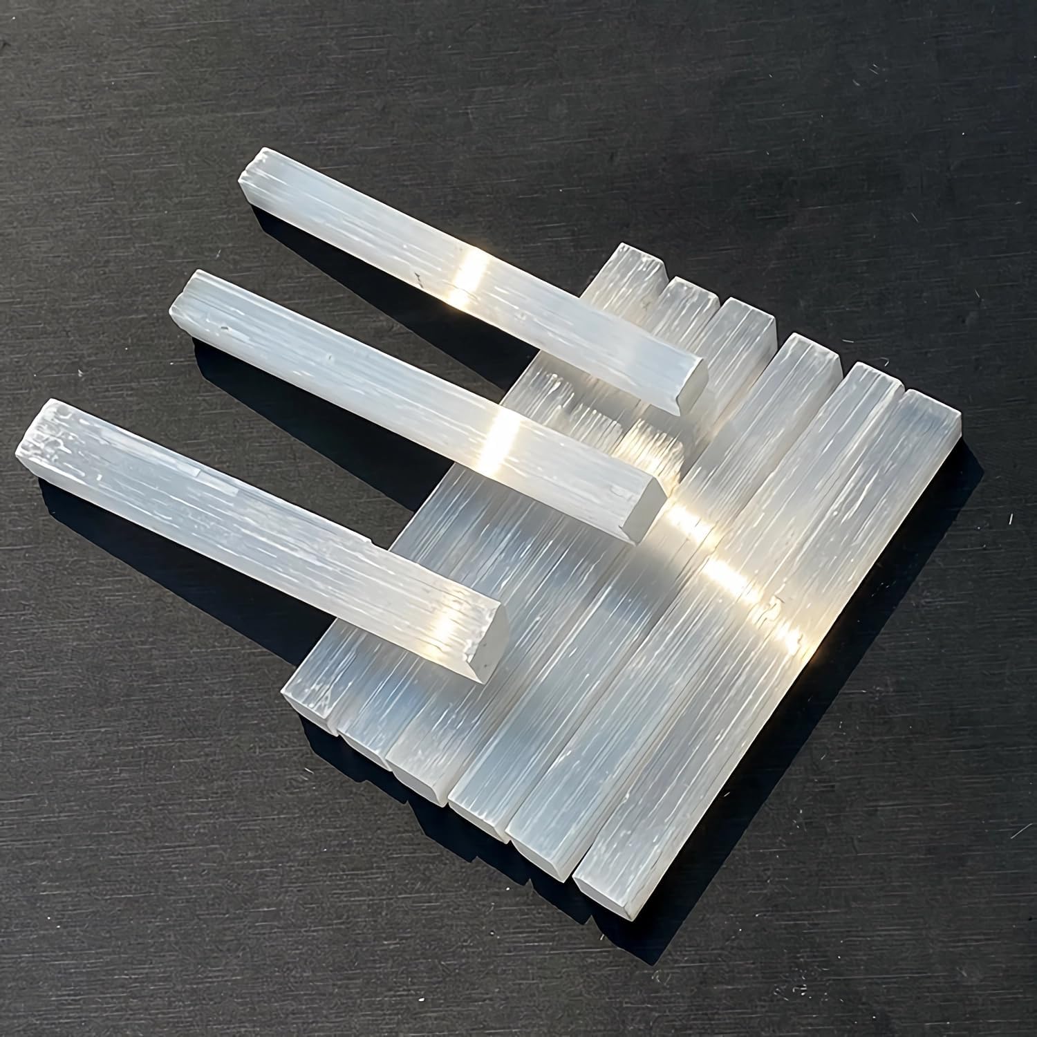 14PC Large Selenite Crystal Sticks -4In Raw Rough Selenite Crystals Bulk for Healing Reiki and Meditation Protection Wiccan Altar Supplies Selenite Stone-4