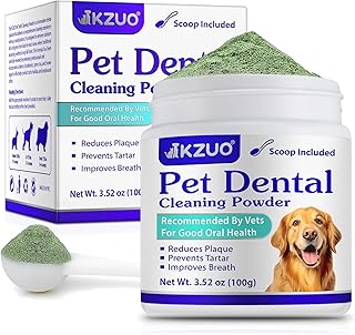 Dog Dental Powder - Dog Teeth Cleaning Powder - Dog Dental Care - Targets Tartar & Reduces Plaque & Bad Breath - Teeth Cleaning Made Easy Eliminate - Formulated for Small, Medium, Large Dogs