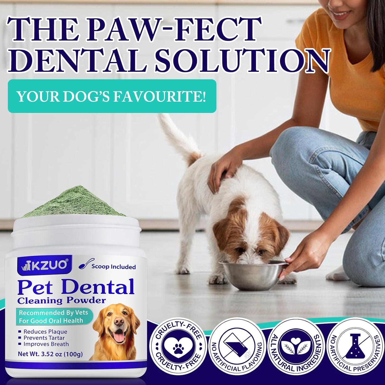 Dog Dental Powder - Dog Teeth Cleaning Powder - Dog Dental Care - Targets Tartar & Reduces Plaque & Bad Breath - Teeth Cleaning Made Easy Eliminate - Formulated for Small, Medium, Large Dogs-6