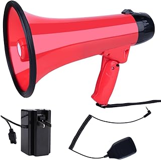 MyMealivos Megaphone Speaker,Bullhorn-Built-in Siren 40 Watt & 1000 Yards Range,Loud speaker with Adjustable Vol Control，Ideal for Football, Soccer, Baseball, Hockey, Basketball