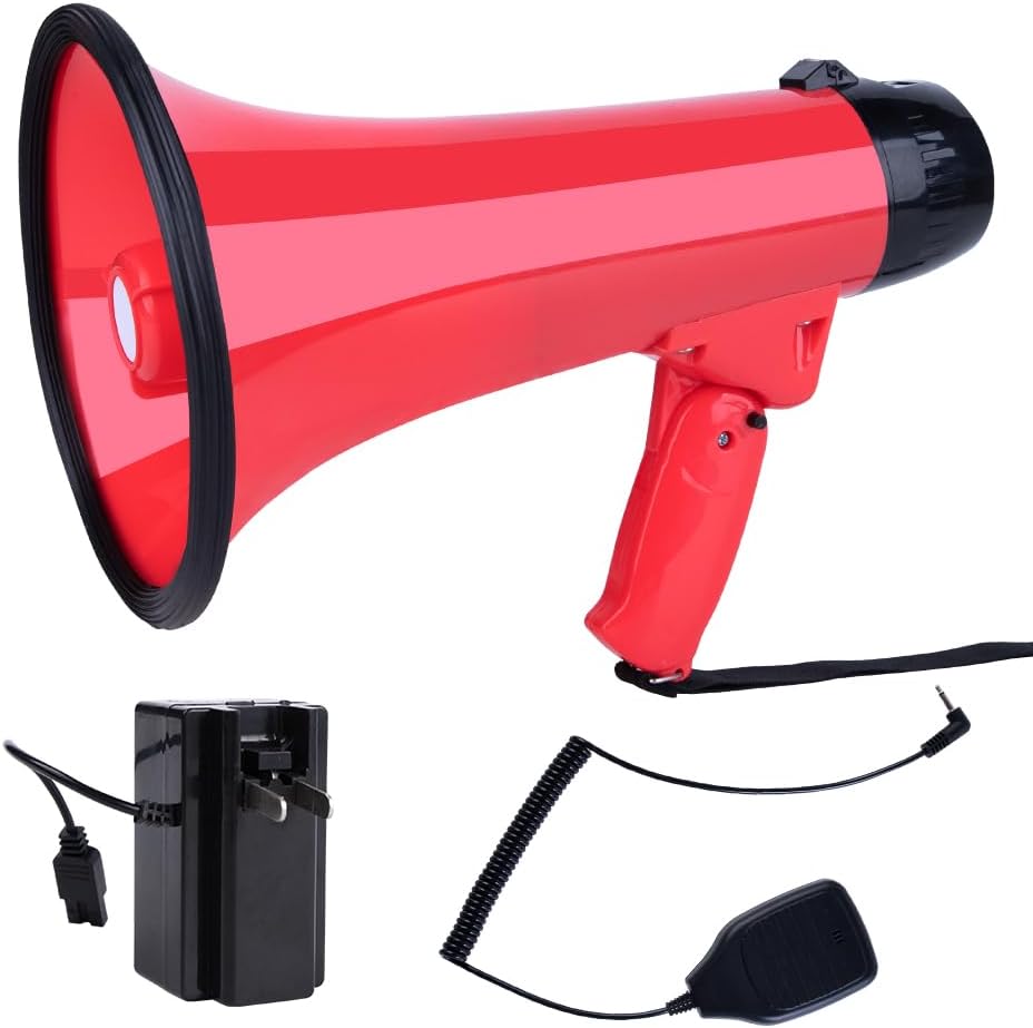 MyMealivos Megaphone Speaker,Bullhorn-Built-in Siren 40 Watt & 1000 Yards Range,Loud speaker with Adjustable Vol Control，Ideal for Football, Soccer, Baseball, Hockey, Basketball-0