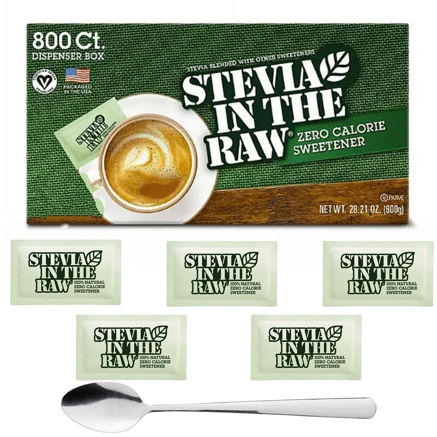 Stevia Packets, Stevia In The raw 800 packets, Zero Calorie Sweetener, Natural Sweetener for Drinks and Baking, Sugar Packets for Home, Office, Coffee, Bar, Gift, Restaurants, & Coffee Stations, Plus Bools Spoon Perfect for Mixing-0