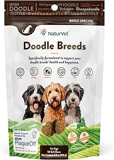 NaturVet Doodle Breeds Supplement- for Joint Support, Digestion, Skin, Coat Care- Dog Multivitamins with Minerals, Omega-3, PlaqueOff- Wheat-Free Vitamins for Dogs- Doodle Breeds- 50 Soft Chews