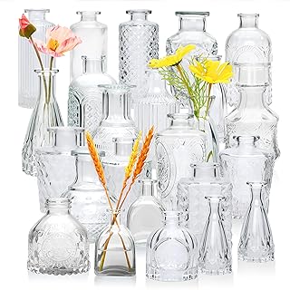 Brajttt Glass Bud Vases in Bulk, Bud Vase Set of 25,Small Vases for Mini Flower Vase Set, Cute Vintage Glass Vases Set for Flower,Wedding,Home,Centerpiece Table Decorations