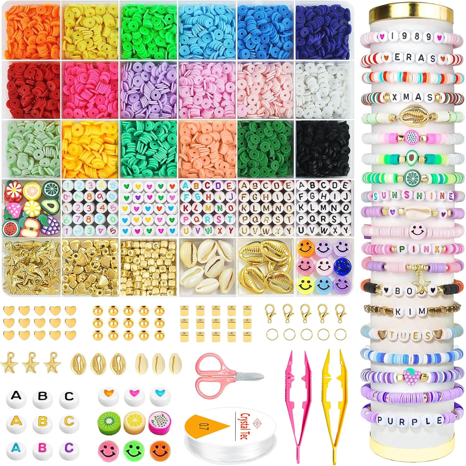 OHOME Stocking Stuffers for Kids Girls - 5300 Clay Beads Bracelet Making Kit,Arts and Crafts for Kids Ages 8-12,Christmas Crafts Games Toys for 3-10 Year Old Birthday Gift,Stuff Supplies-0