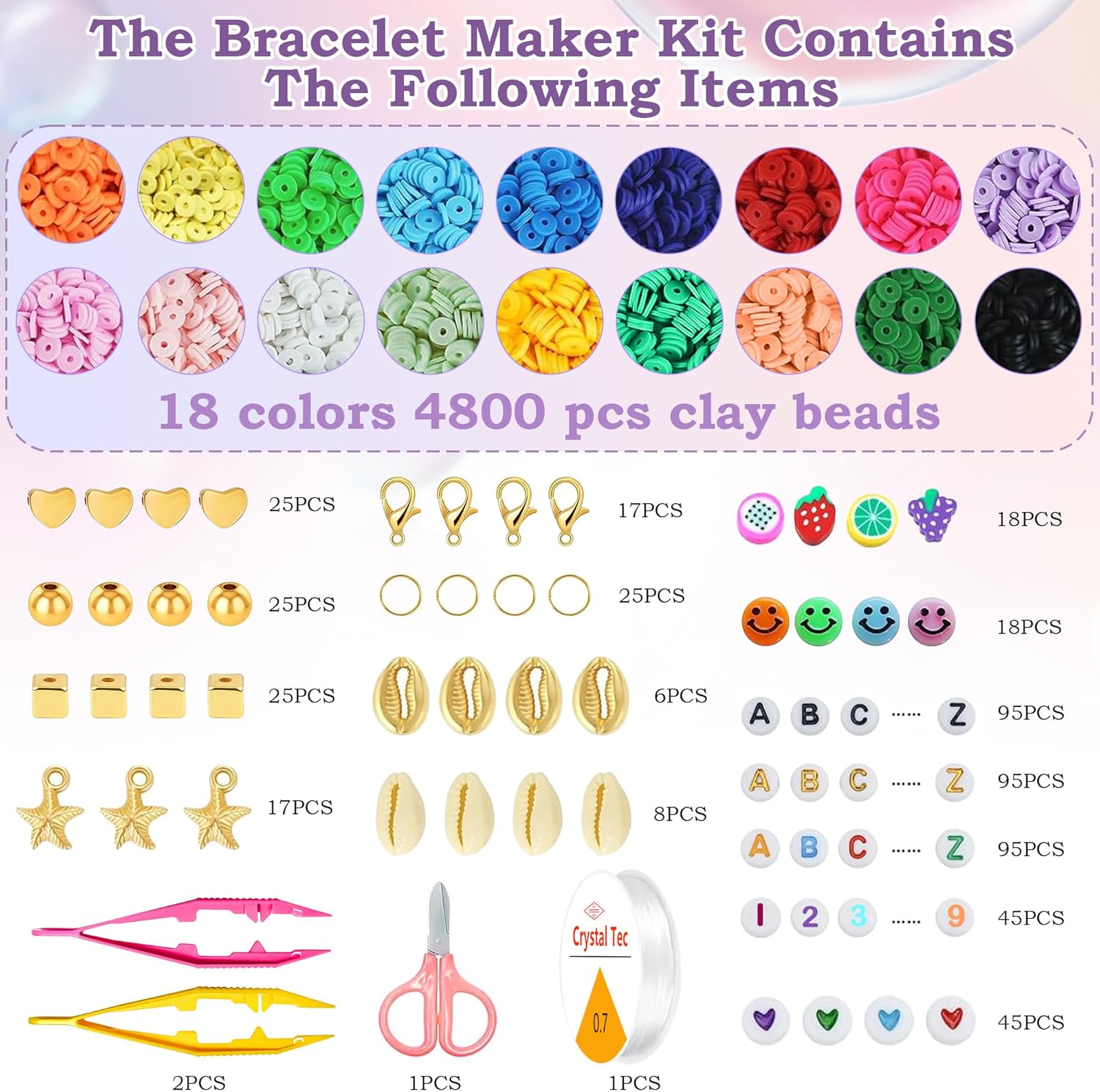 OHOME Stocking Stuffers for Kids Girls - 5300 Clay Beads Bracelet Making Kit,Arts and Crafts for Kids Ages 8-12,Christmas Crafts Games Toys for 3-10 Year Old Birthday Gift,Stuff Supplies-2