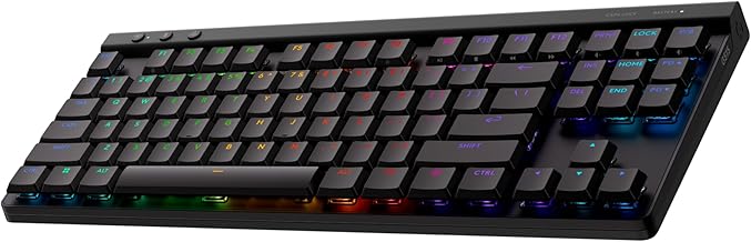 Logitech G515 Lightspeed TKL Low Profile Wireless Gaming Keyboard, LIGHTSYNC RGB, Thin Tenkeyless Design, Double-Shot PBT Keycaps, Linear (Red) Mechanical Switches - Black