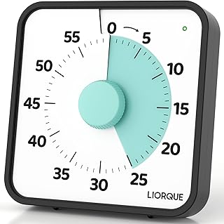 LIORQUE 60 Minute Visual Timer for Kids and Adults, Non-Ticking 7.5 Inch Large Visual Countdown Timers for Classroom Desk Countdown Clock with Magnetic Backing, Kids Pomodoro Timer Clock