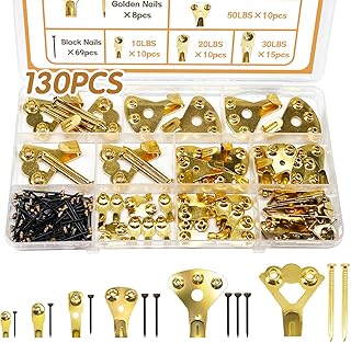 130PCS Heavy Duty Picture Hangers Support 10-100lbs Picture Hardware Hook with Nails for Hanging Pictures, Plaster Walls, Clock, Mirror, Painting Hooks Heavy Duty