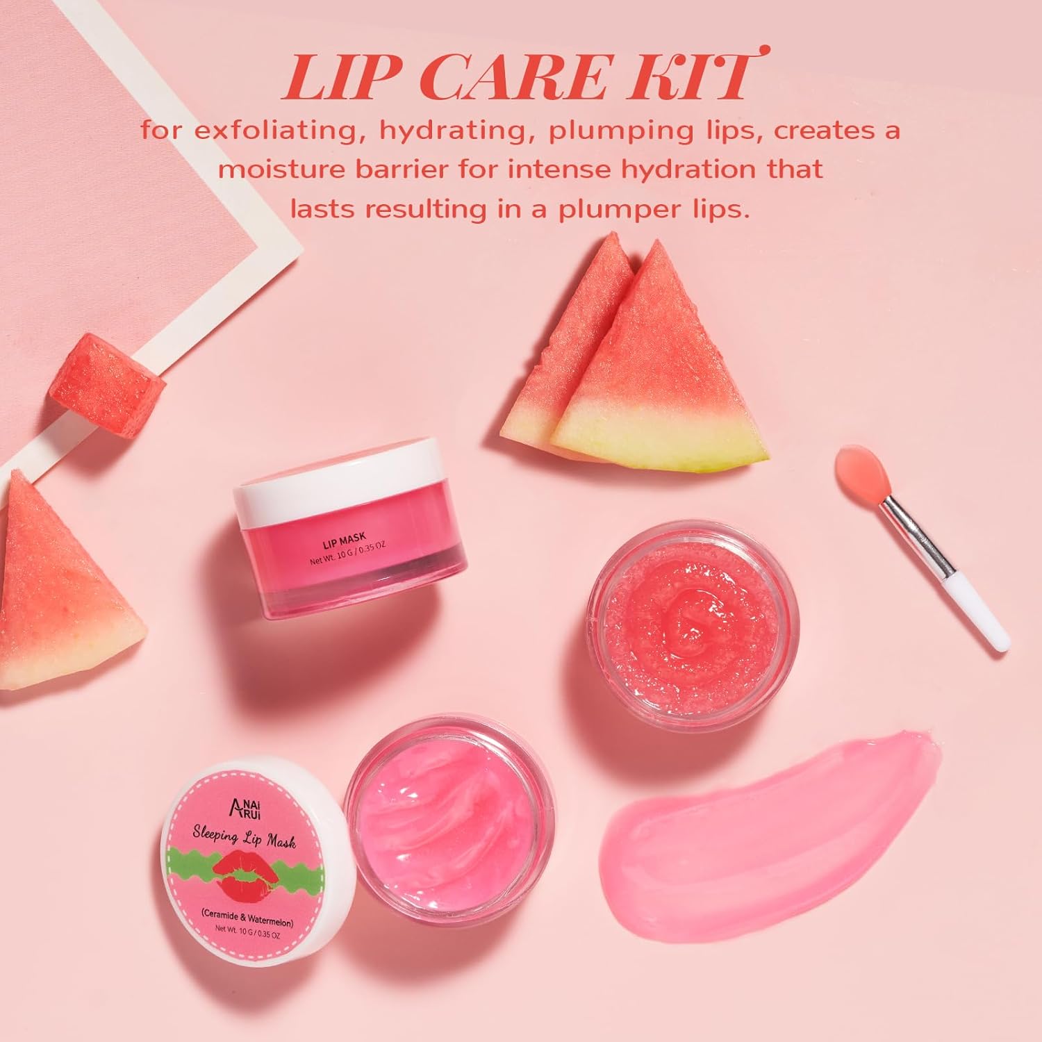 Lip Mask Set, Lip Scrub & Lip Butter, Overnight Lip Treatment Set Enriched With Skin Softening Ceramide & Watermelon and Hydrating Shea Butter, For A Softer & Smoother Pout-7