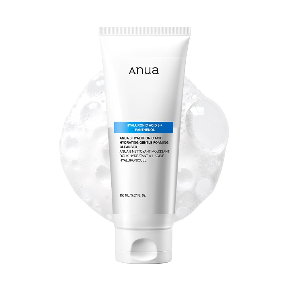 ANUA Hydrating Gentle Foaming Cleanser, Hyaluronic Acid, Glycerin, Zinc, Panthenol, Korean Face Wash for Dry Skin, for Double Cleansing, Korean Skincare (150ml/5.07fl oz.)-0