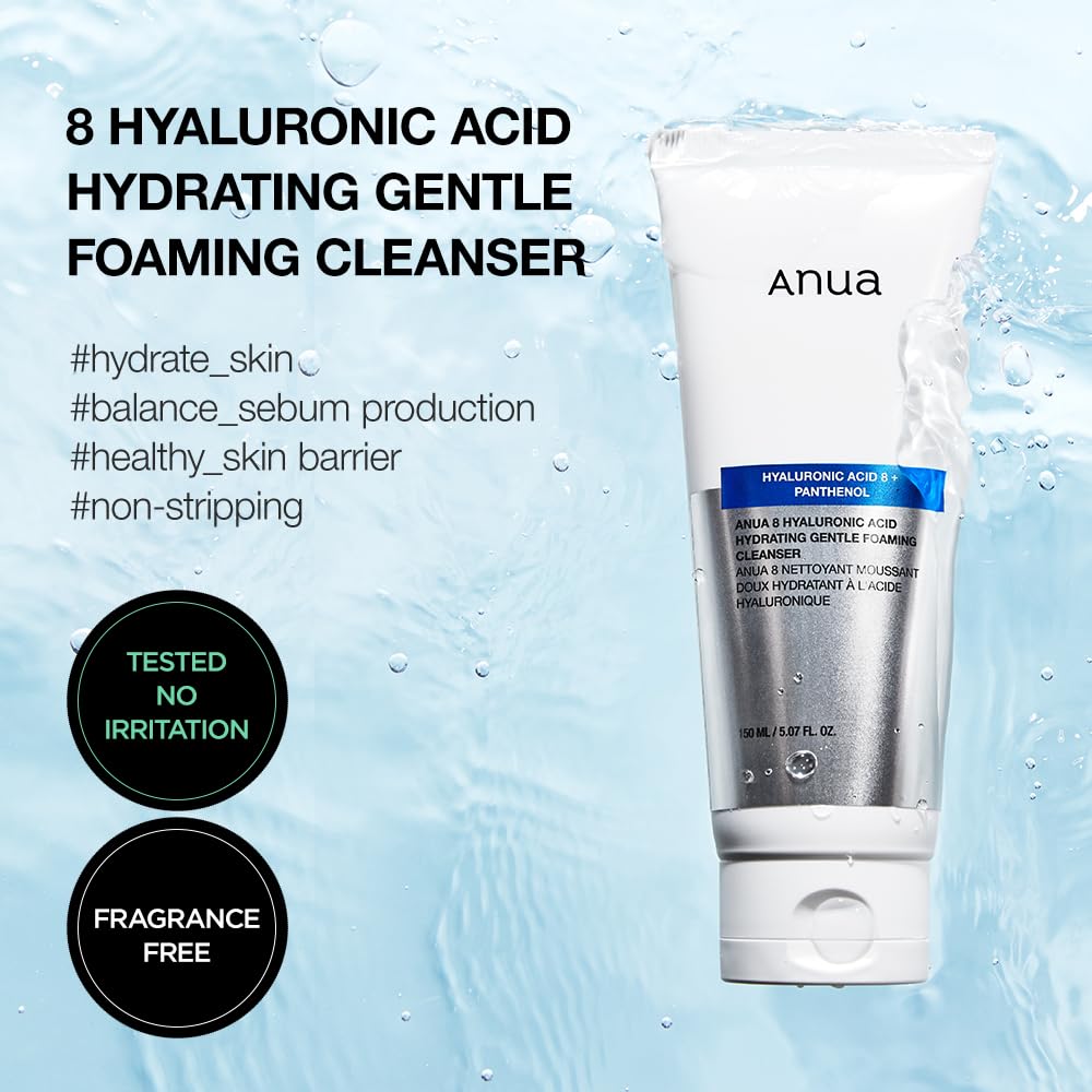 ANUA Hydrating Gentle Foaming Cleanser, Hyaluronic Acid, Glycerin, Zinc, Panthenol, Korean Face Wash for Dry Skin, for Double Cleansing, Korean Skincare (150ml/5.07fl oz.)-2