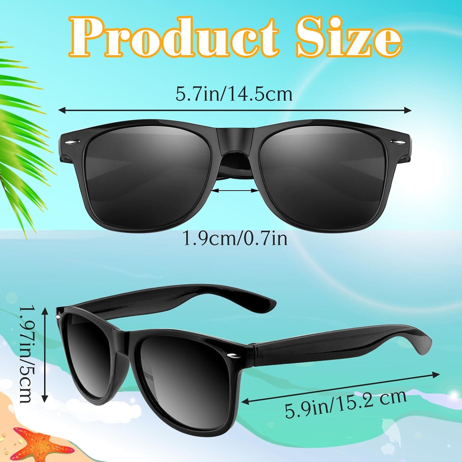 ASTARON Black Sunglasses Bulk, 6 Pack Sunglasses Party Favors for Summer Beach Pool Wedding Party,Great Gift for Pool, Birthday Party Supplies Goody Bag Favors-2