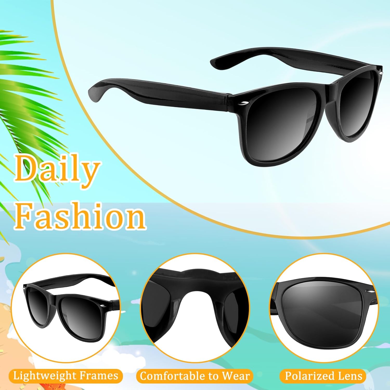 ASTARON Black Sunglasses Bulk, 6 Pack Sunglasses Party Favors for Summer Beach Pool Wedding Party,Great Gift for Pool, Birthday Party Supplies Goody Bag Favors-5