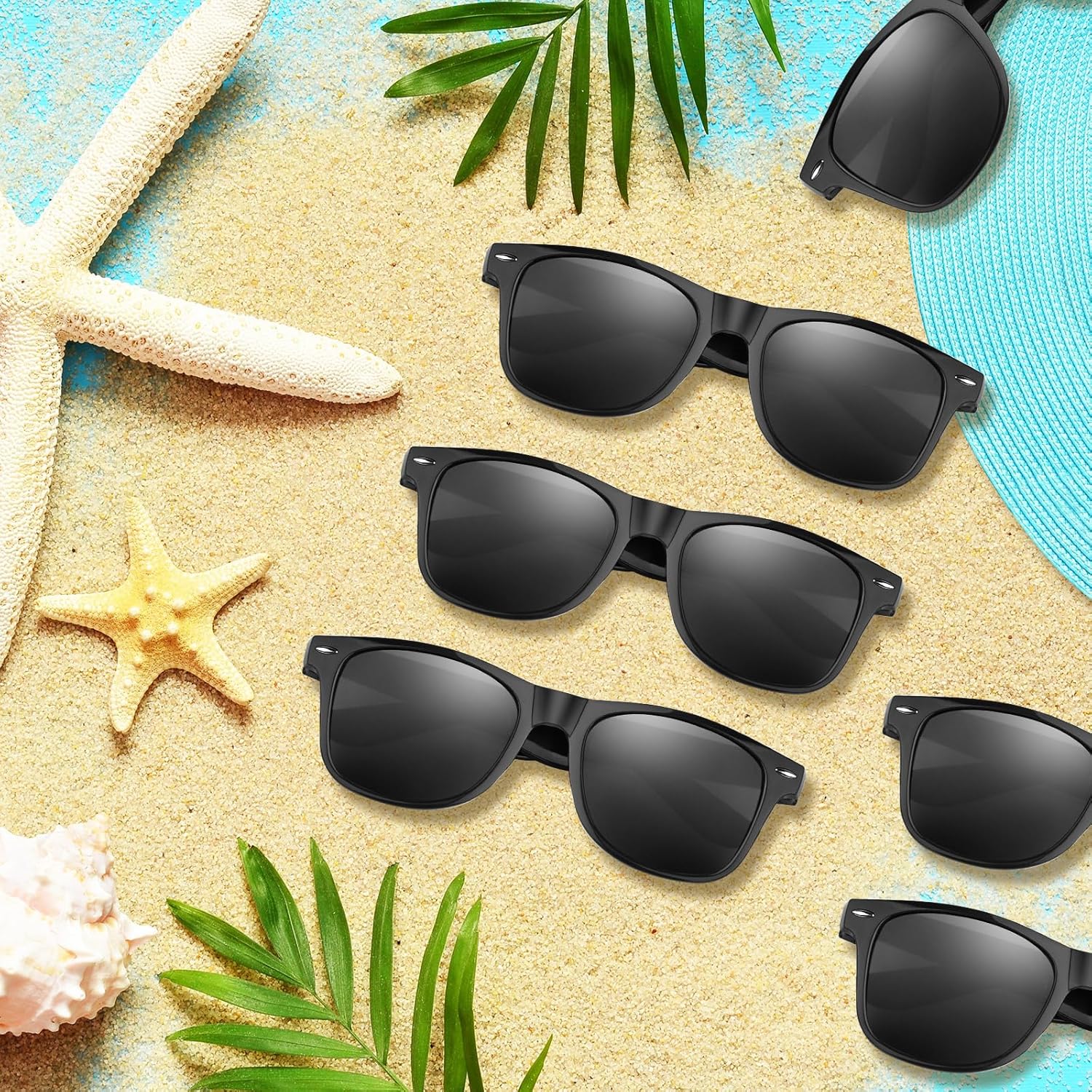 ASTARON Black Sunglasses Bulk, 6 Pack Sunglasses Party Favors for Summer Beach Pool Wedding Party,Great Gift for Pool, Birthday Party Supplies Goody Bag Favors-6