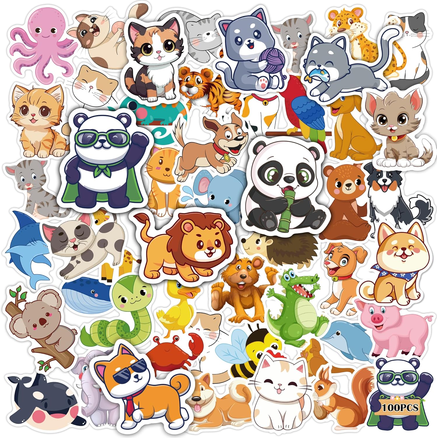 OHOME Stocking Stuffers for Kids - Water Bottle Stickers for Kids,Cute Animal Aesthetic Sticker Pack - Party Favors for Kids 4-8 | 3-12 Boy Girl Birthday Gift,Arts Crafts Preppy Stuff for 8-12,100 PCS-0