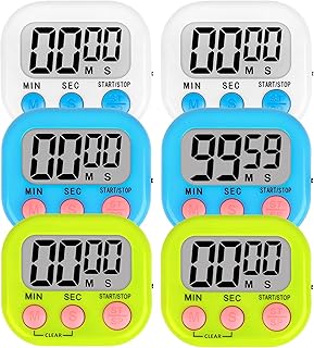 ZILLEN 6 Pack Kitchen Timers for Cooking Digital Classroom Timers for Teachers Kids White Blue Green