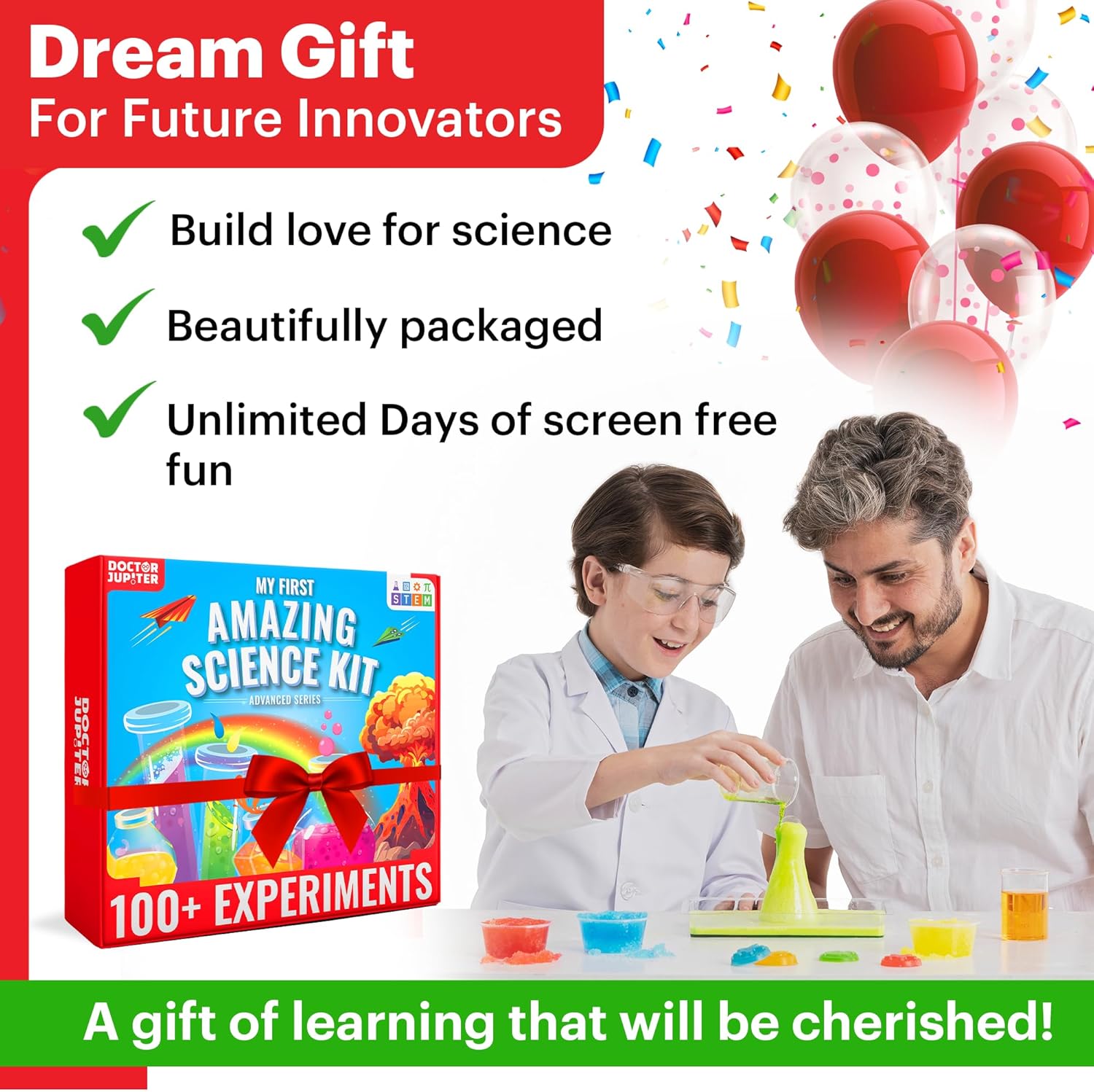 Doctor Jupiter My First Amazing Science Kit for Kids Ages 4+ | Birthday Gift Ideas for 4-5-6-7-8-9-10-11-12 Year Old Boys & Girls | STEM Learning & Educational Toys |Advanced Science Experiment Series-5