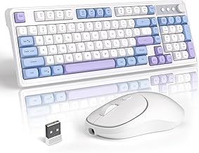 MageGee Wireless Gaming Keyboard and Mouse Combo V560, RGB Backlit Rechargeable Mechanical Feel Keyboard 2.4GHz Quiet Blue White Purple Keyboard Mouse for Mac Laptop PC Gamer