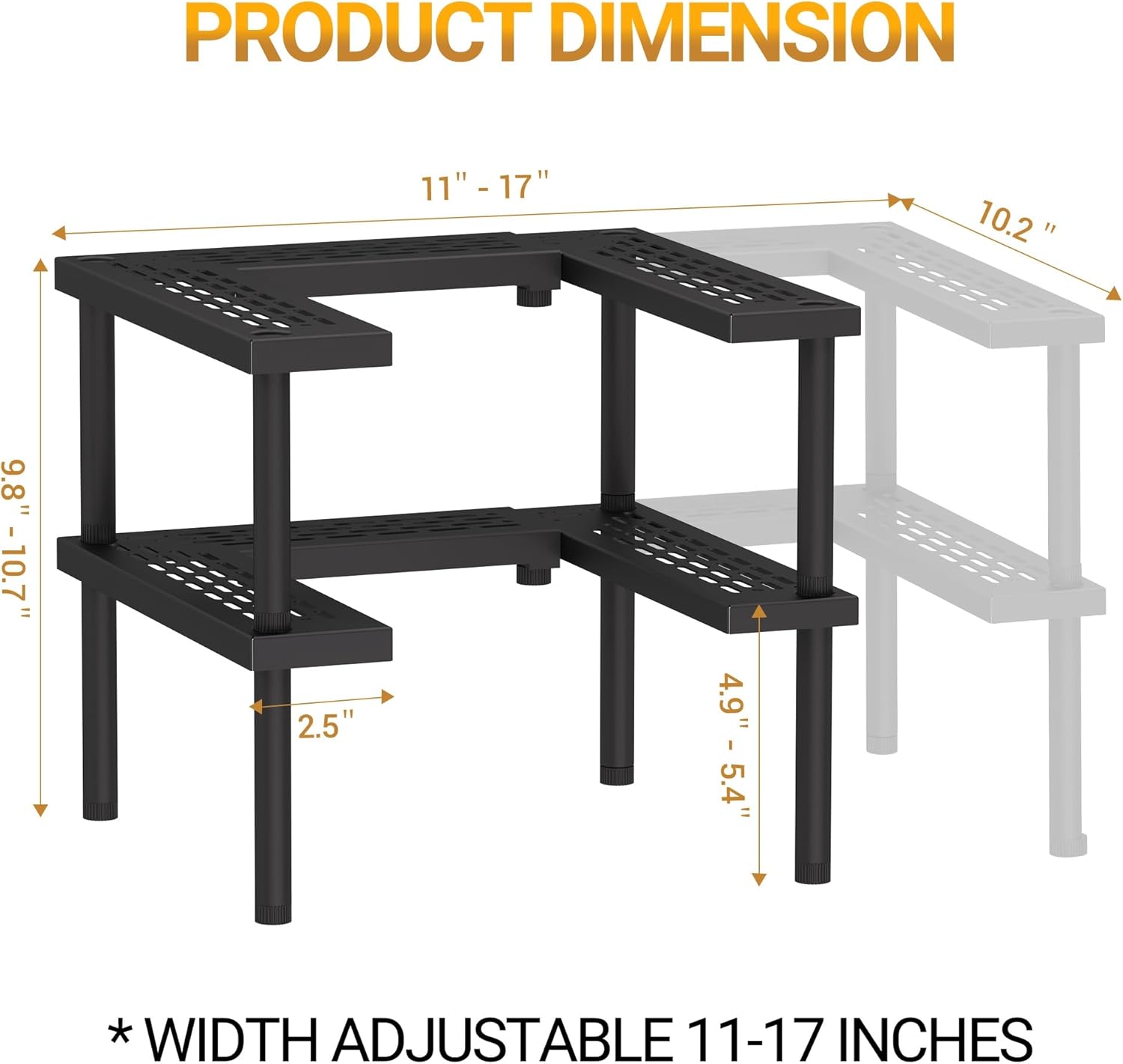 Spice Rack Organizer for Cabinet, 2 Tiers Expandable & Stackable Metal Seasoning Organizer, Premium Spice Organization for Cabinet In Home Organization-3