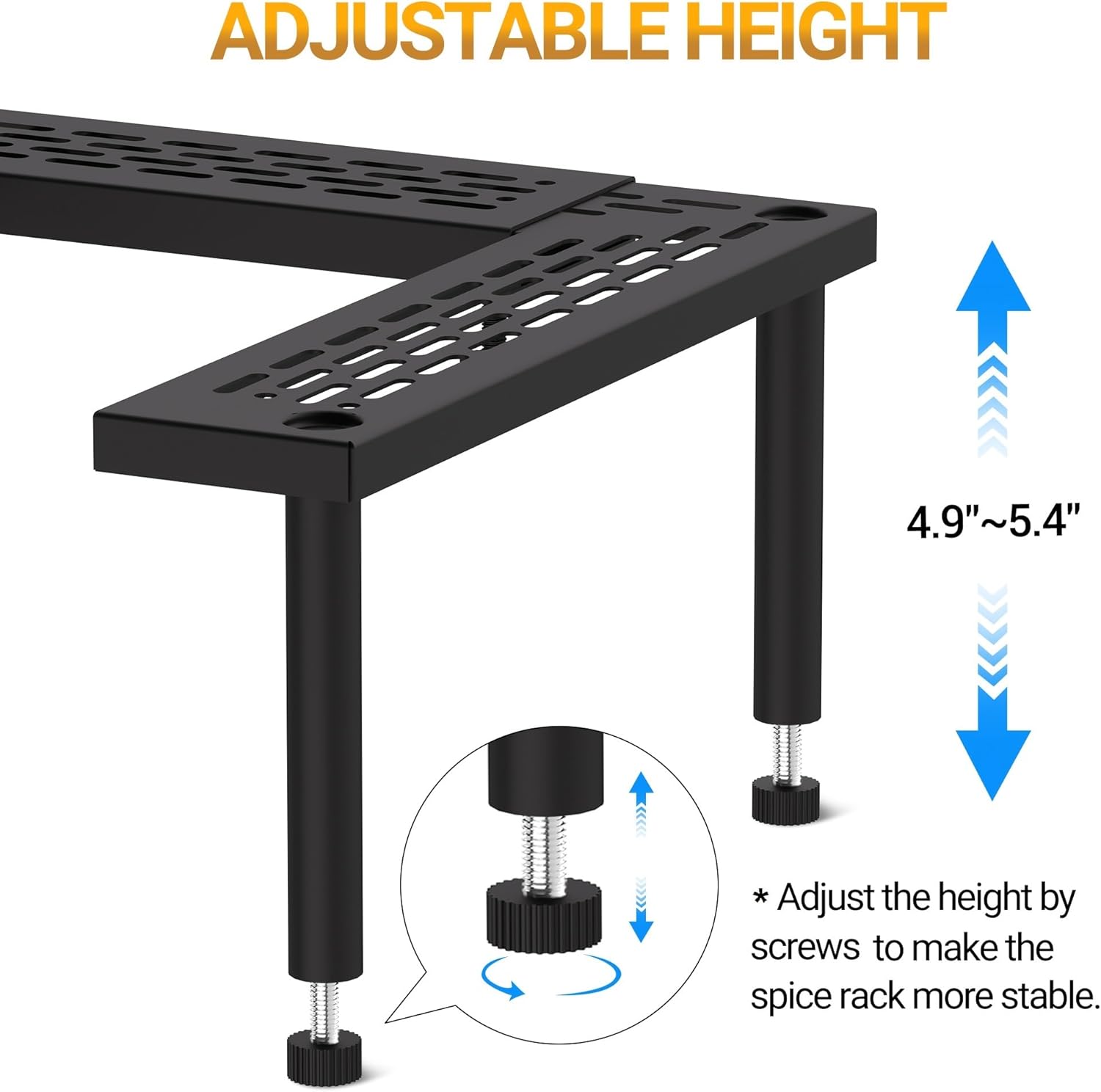 Spice Rack Organizer for Cabinet, 2 Tiers Expandable & Stackable Metal Seasoning Organizer, Premium Spice Organization for Cabinet In Home Organization-4