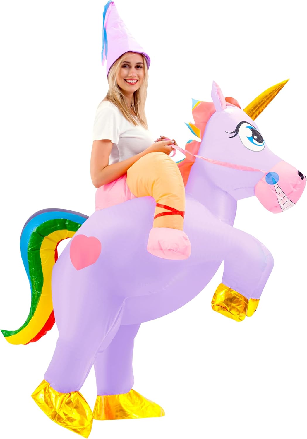 Spooktacular Creations Inflatable Costume, Riding a Unicorn Air Blow-up Deluxe Halloween Costume Adult-0