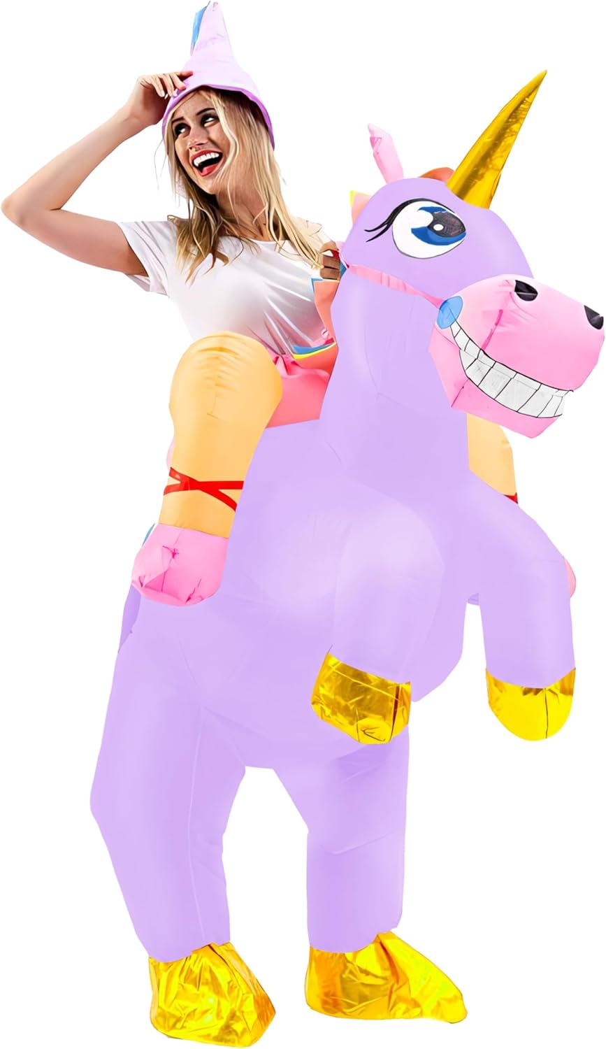 Spooktacular Creations Inflatable Costume, Riding a Unicorn Air Blow-up Deluxe Halloween Costume Adult-2