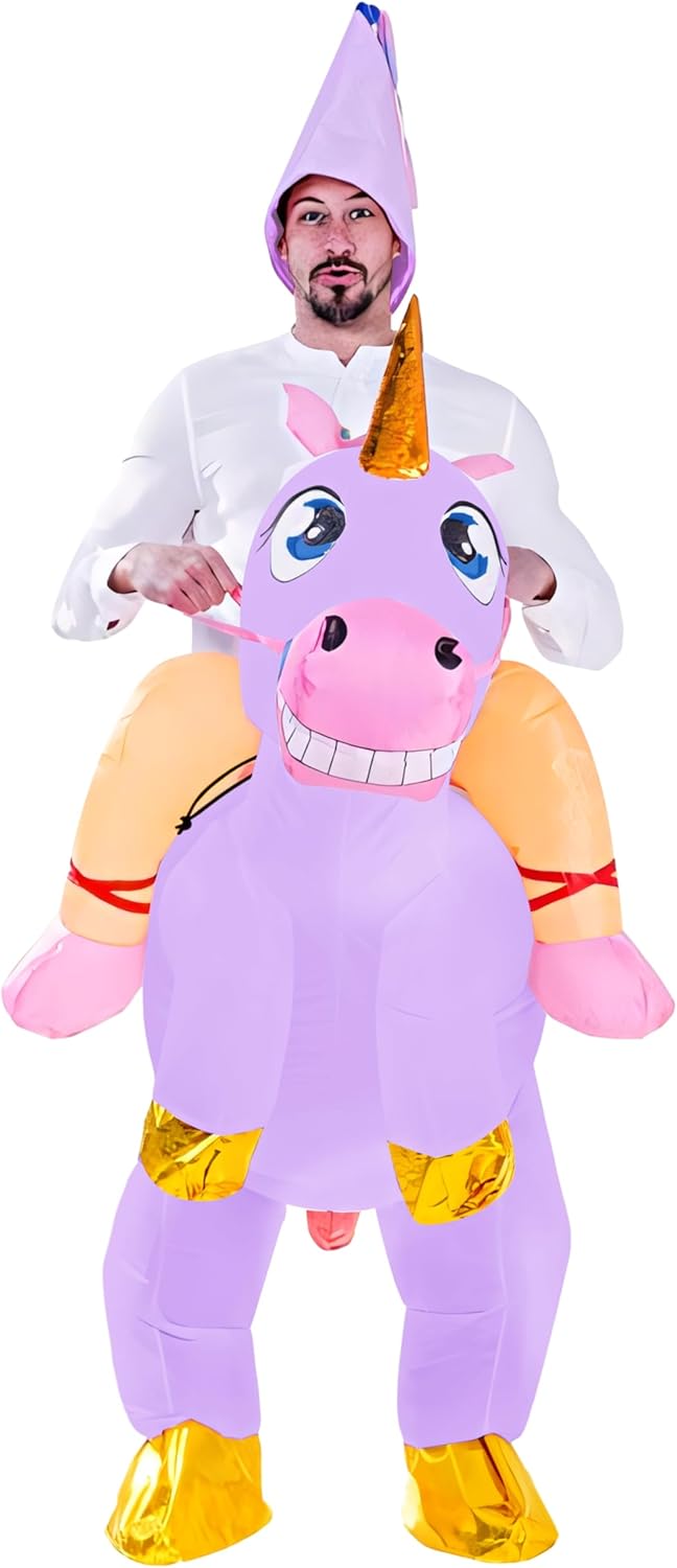 Spooktacular Creations Inflatable Costume, Riding a Unicorn Air Blow-up Deluxe Halloween Costume Adult-4