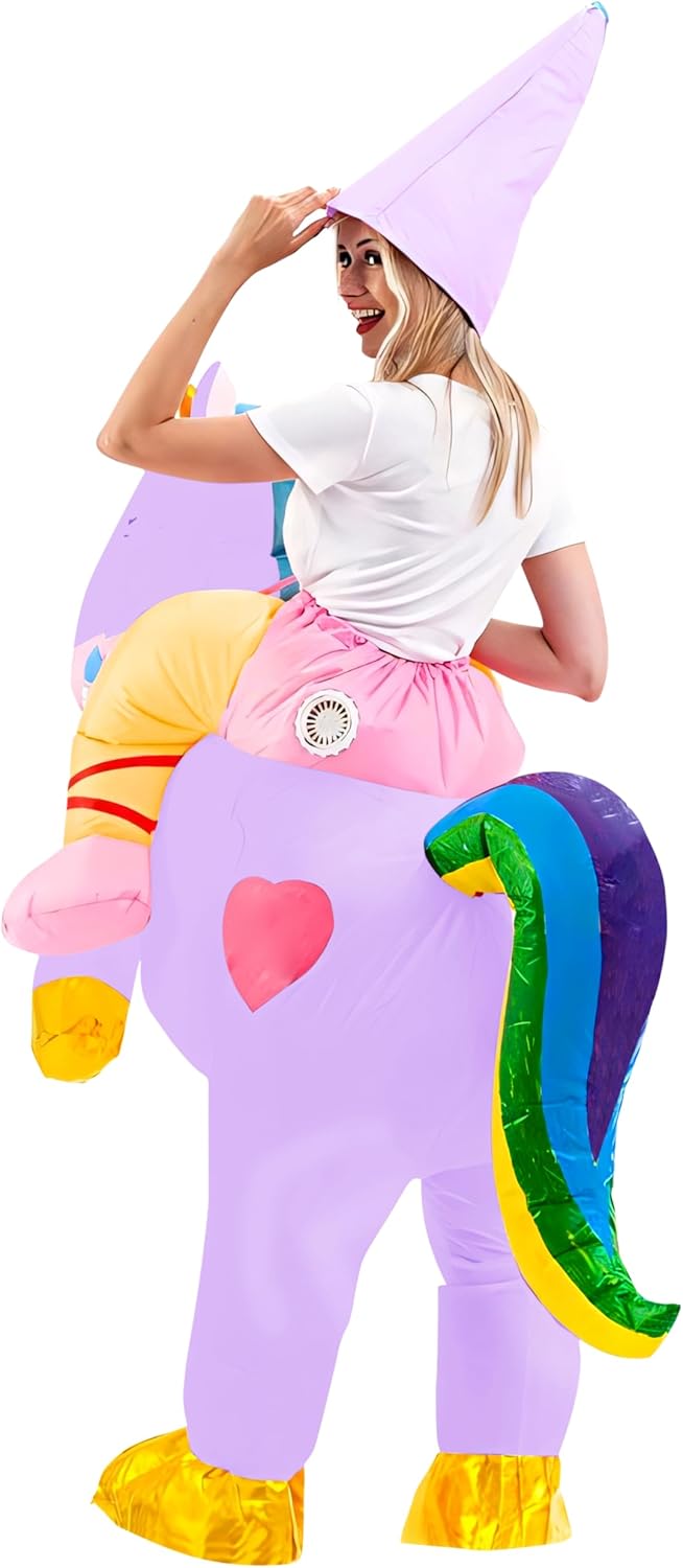 Spooktacular Creations Inflatable Costume, Riding a Unicorn Air Blow-up Deluxe Halloween Costume Adult-5