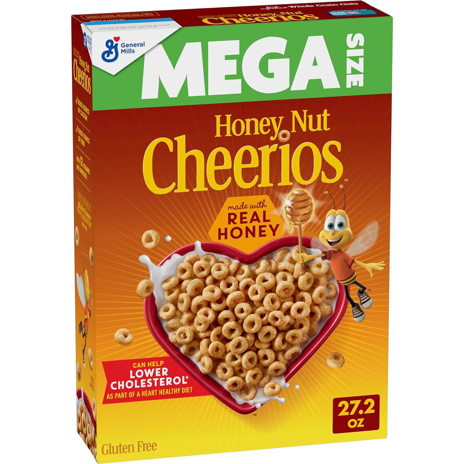 Honey Nut Cheerios Heart Healthy Gluten Free Breakfast Cereal, Mega Size, 27.2 oz-0