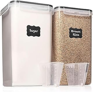 WHITE FEATHER SUPPLIES 2 PC [6.5L / 220 Oz] Large Food Storage Containers with Lids Airtight - BPA Free Clear Plastic Kitchen and Pantry Storage Containers, Bulk Storage for Cereal, Flour, Sugar, Rice