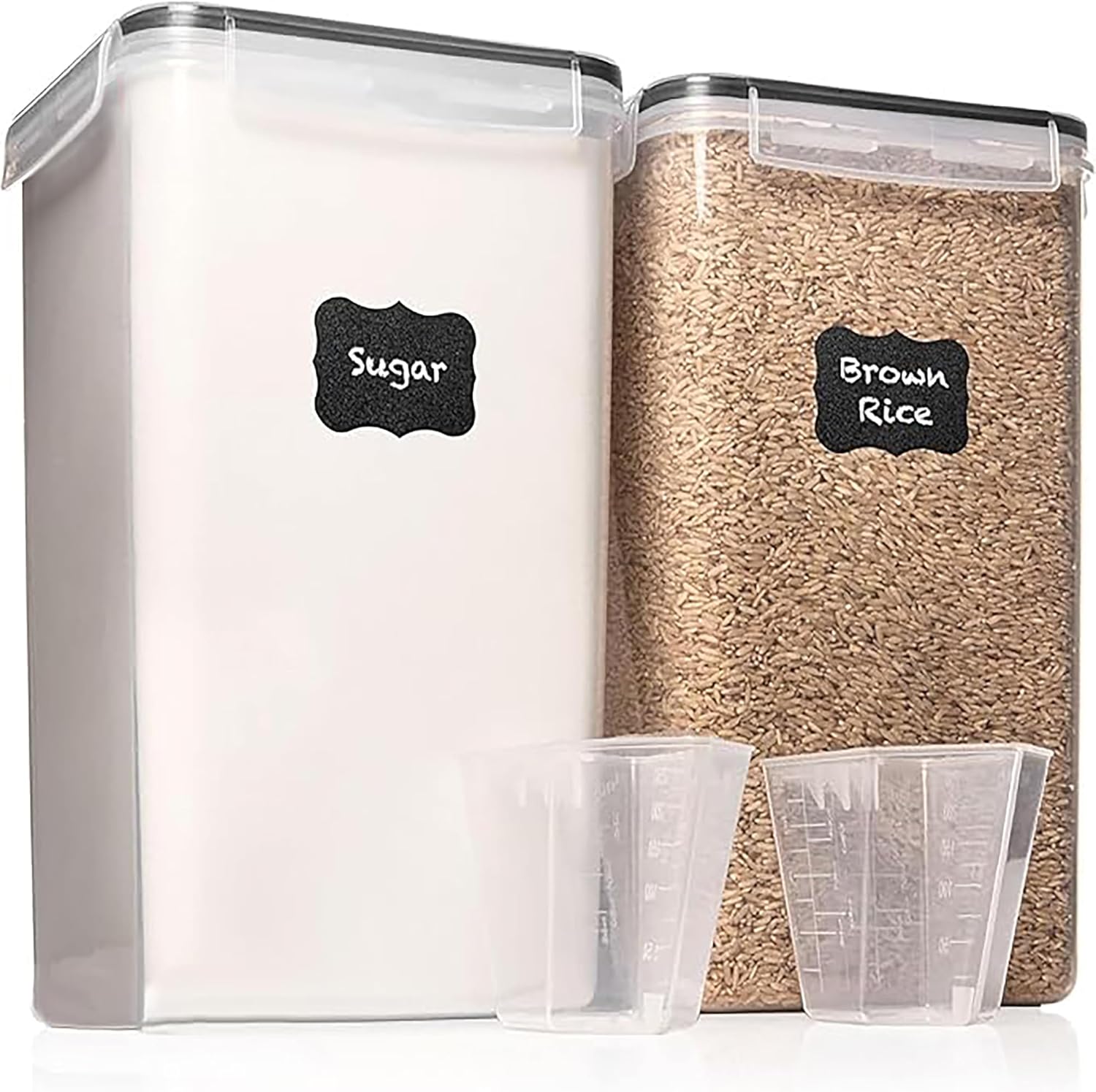 WHITE FEATHER SUPPLIES 2 PC [6.5L / 220 Oz] Large Food Storage Containers with Lids Airtight - BPA Free Clear Plastic Kitchen and Pantry Storage Containers, Bulk Storage for Cereal, Flour, Sugar, Rice-0