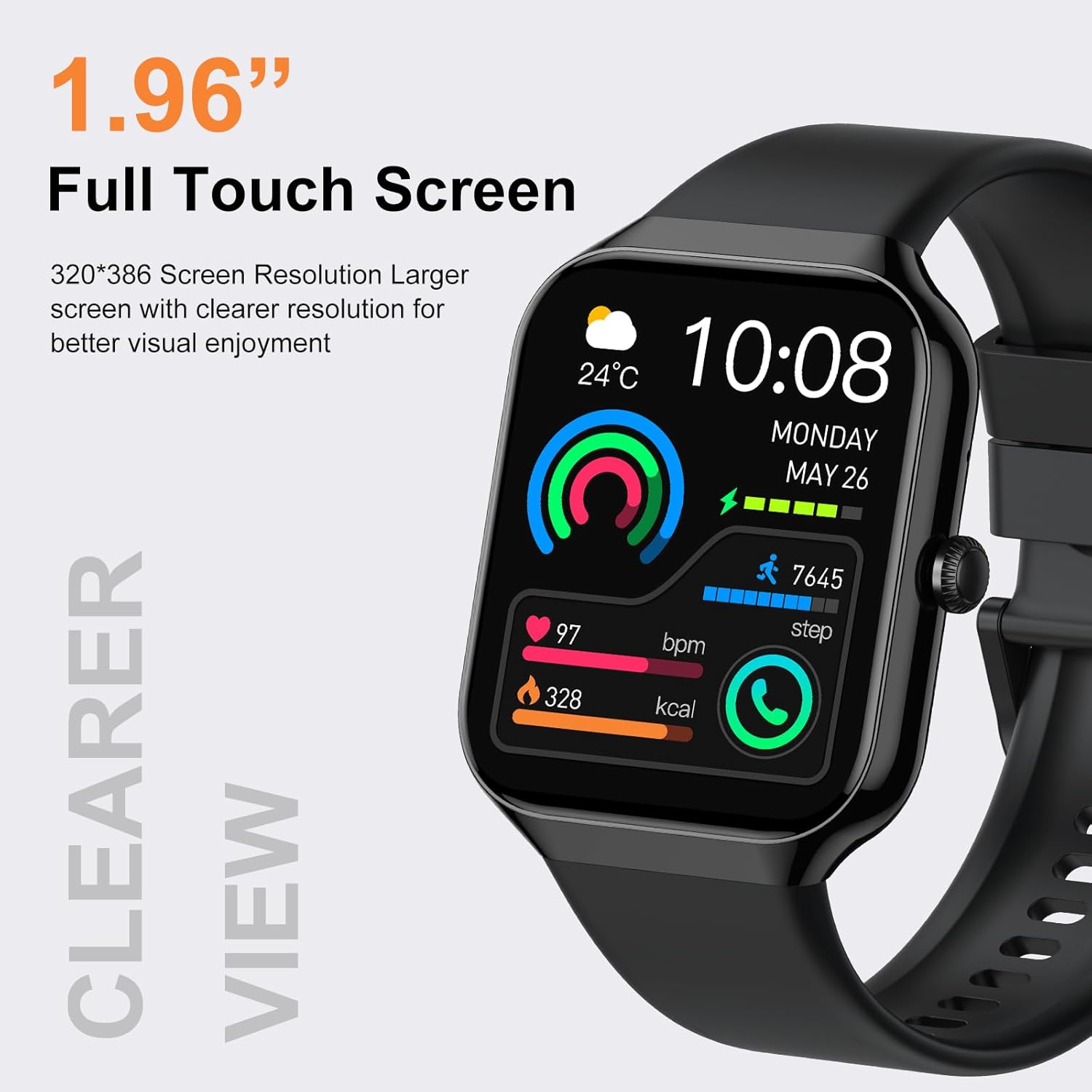 Smart Watch for Men Women (Answer/Make Call), 1.96"HD Smartwatch with Heart Rate/Sleep Monitor/Pedometer/Calories, 113+ Sports Fitness Tracker Watch, IP68 Waterproof Activity Tracker for Android iOS-1