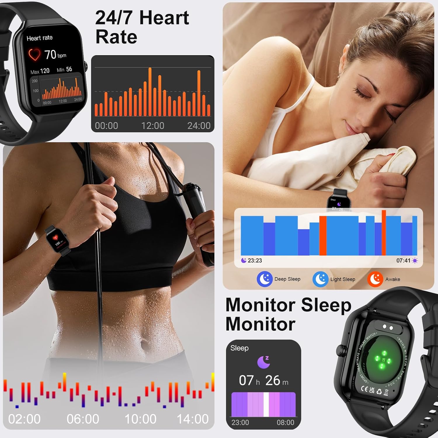 Smart Watch for Men Women (Answer/Make Call), 1.96"HD Smartwatch with Heart Rate/Sleep Monitor/Pedometer/Calories, 113+ Sports Fitness Tracker Watch, IP68 Waterproof Activity Tracker for Android iOS-6