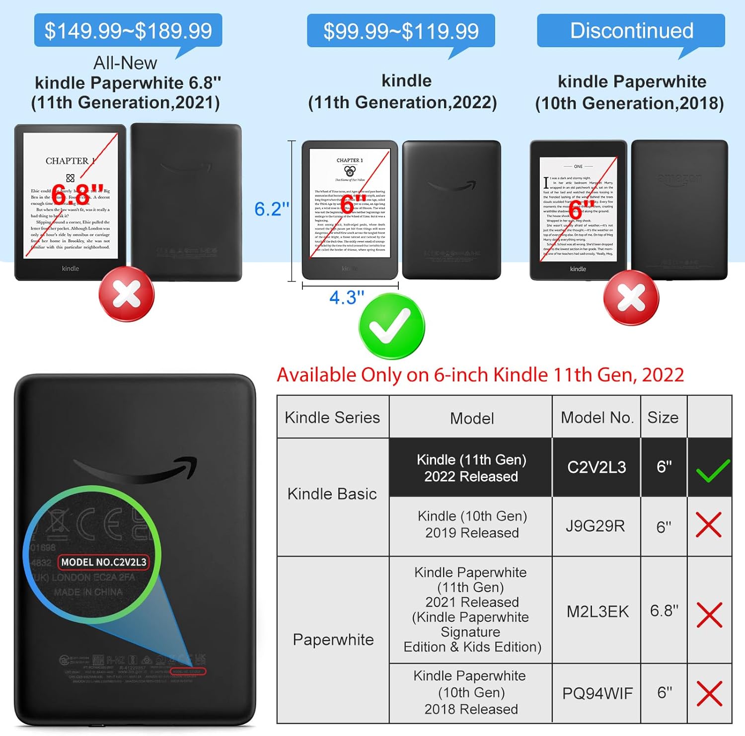 CoBak Clear Case for 6" Kindle 11th Generation 2022 - Ultra-Slim Soft TPU Transparent Cover, Lightweight & Durable Protection-3