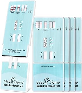 Easy@Home Multi-Drug Screen Test, 5 Pack Marijuana & Nicotine Urine Drug Test Kits, Testing for THC and Nicotine Metabolites Cotinine(COT) in Urine, Accurate Home Drug Testing Kits, EDOAP-124