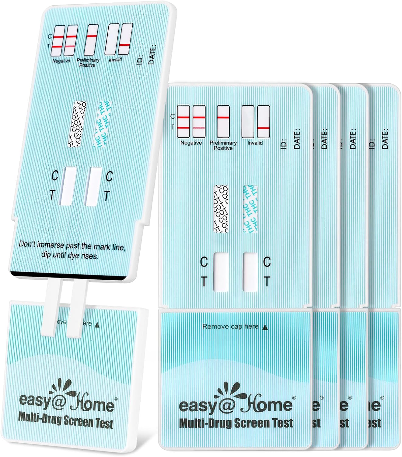 Easy@Home Multi-Drug Screen Test, 5 Pack Marijuana & Nicotine Urine Drug Test Kits, Testing for THC and Nicotine Metabolites Cotinine(COT) in Urine, Accurate Home Drug Testing Kits, EDOAP-124-0