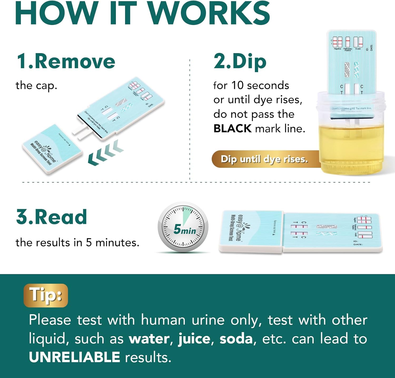 Easy@Home Multi-Drug Screen Test, 5 Pack Marijuana & Nicotine Urine Drug Test Kits, Testing for THC and Nicotine Metabolites Cotinine(COT) in Urine, Accurate Home Drug Testing Kits, EDOAP-124-2