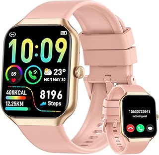 Smart Watch for Women Answer/Make Calls, 1.96" HD Fitness Watch with Heart Rate Monitor Sleep Monitor, 113 Sports Activity Trackers with Step Counter, IP68 Waterproof, Smartwatch for Android/iOS, Rose